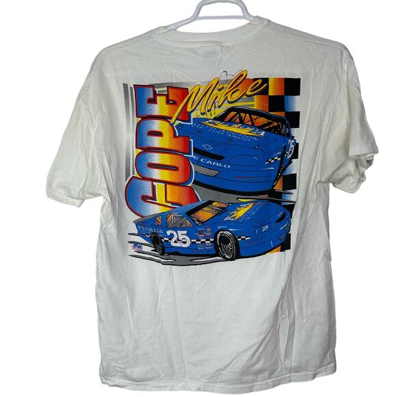 Vintage Stedman Hanes Mike Cope Racing Nascar Men's Large White T Shirt - Picture 1 of 6